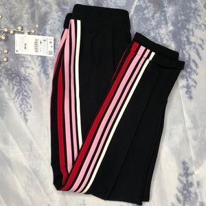 NWT Zara Basic Black with Stripes Joggers